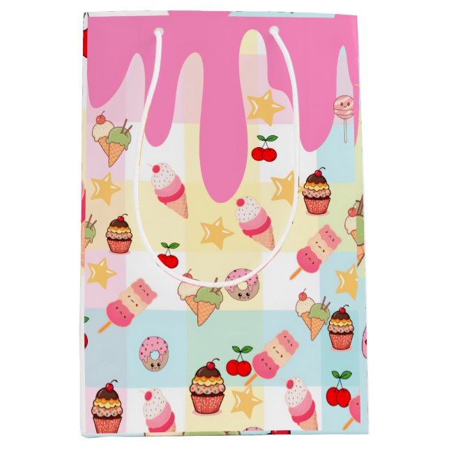 Kawaii Ice Cream & Drip Wrapping Paper | Medium Gift Bag (Front)