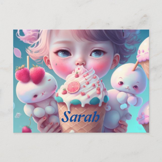 Kawaii  ice cream girl     postcard (Front)