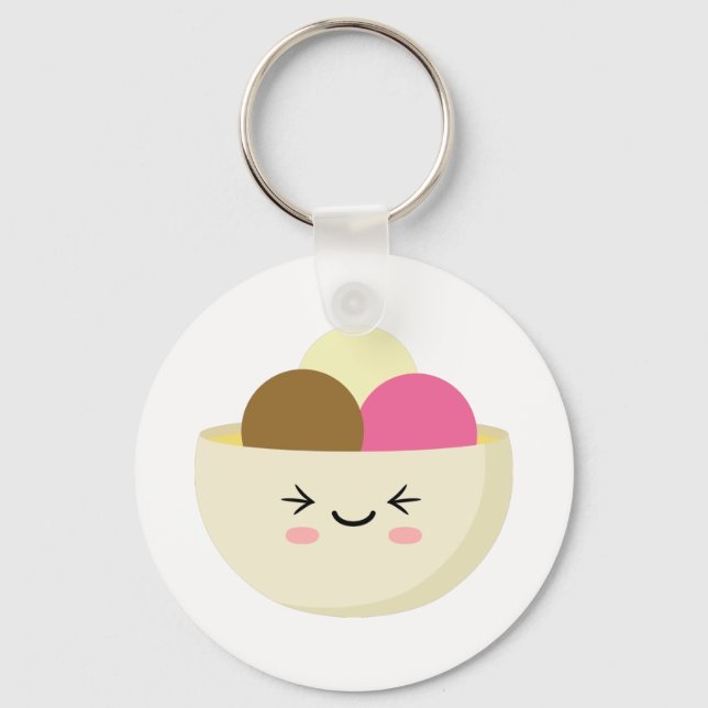 Kawaii Ice Cream Key Ring (Front)