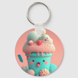 Kawaii ice cream key ring