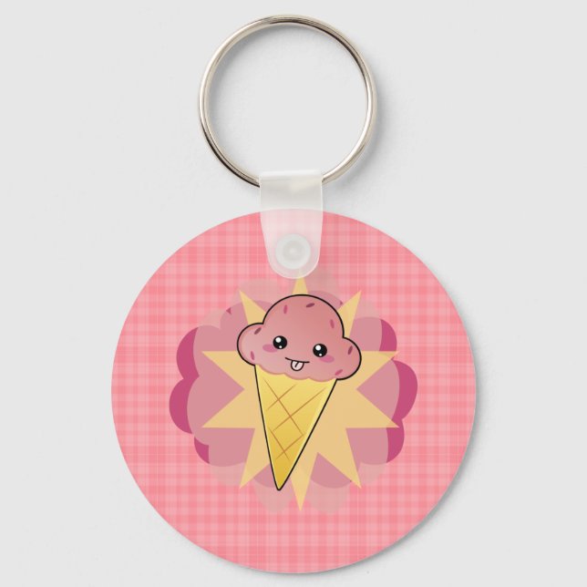Kawaii Ice Cream Key Ring (Front)