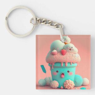 Kawaii ice cream key ring