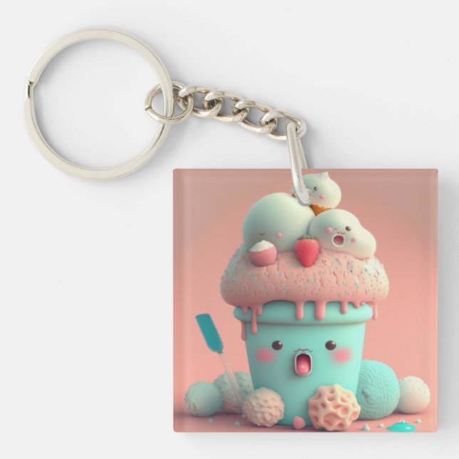 Kawaii  ice cream            key ring (Front)