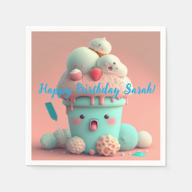 Kawaii  ice cream      napkin (Front)