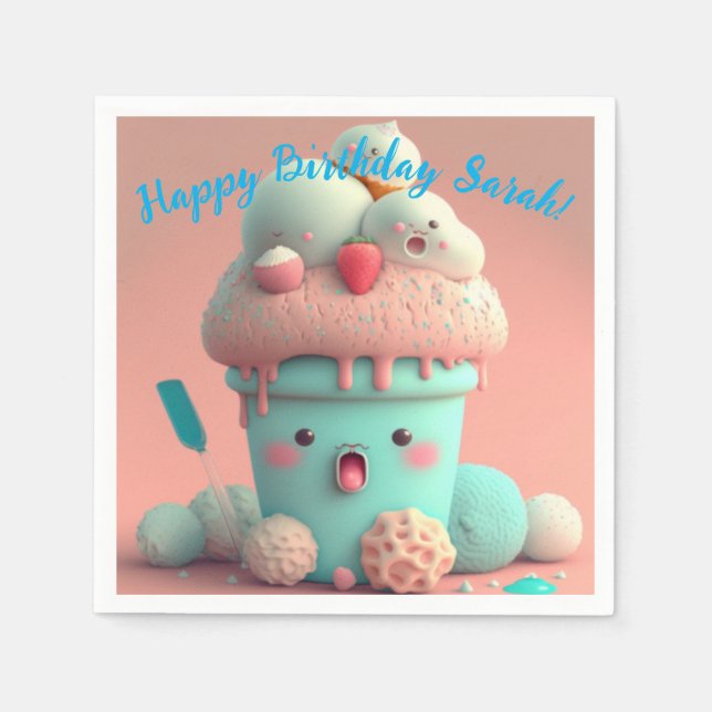 Kawaii  ice cream      napkin (Front)