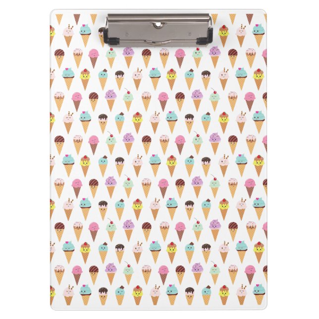 Kawaii Ice Cream Pattern Clipboard (Front)