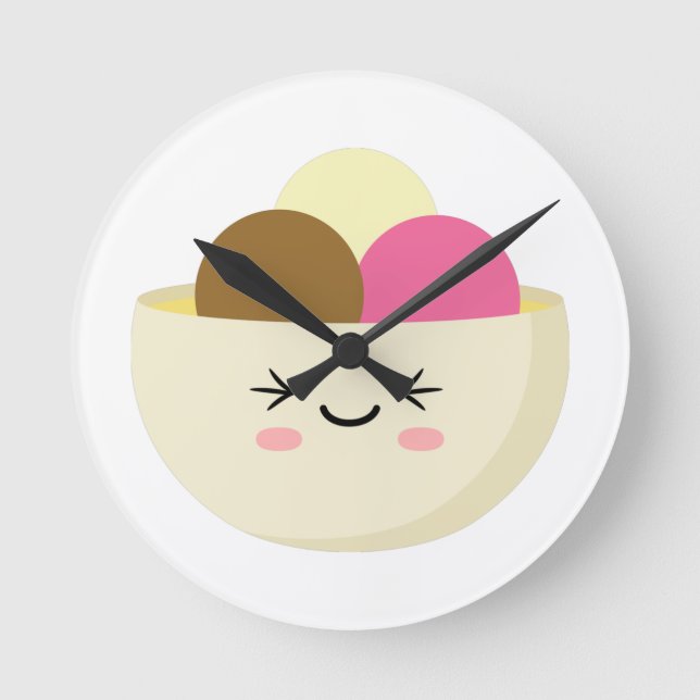 Kawaii Ice Cream Round Clock (Front)