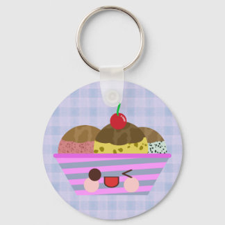 Kawaii Ice Cream Sundae Flavours Delicious Plaid Key Ring