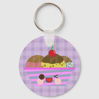 Kawaii Ice Cream Sundae Flavours Delicious Plaid Key Ring