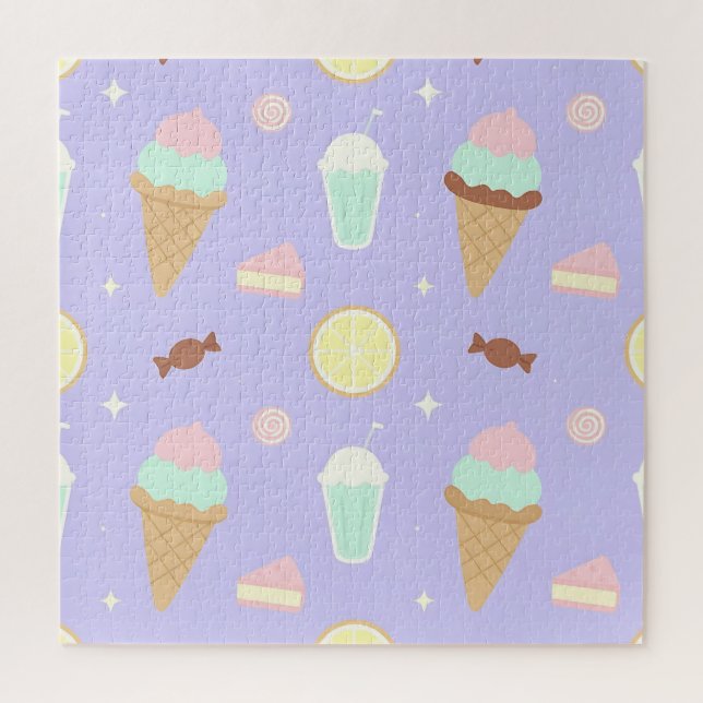 Kawaii Ice Cream Sweets Pattern Jigsaw Puzzle (Vertical)