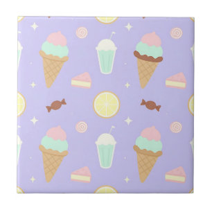Kawaii Ice Cream Sweets Pattern Tile