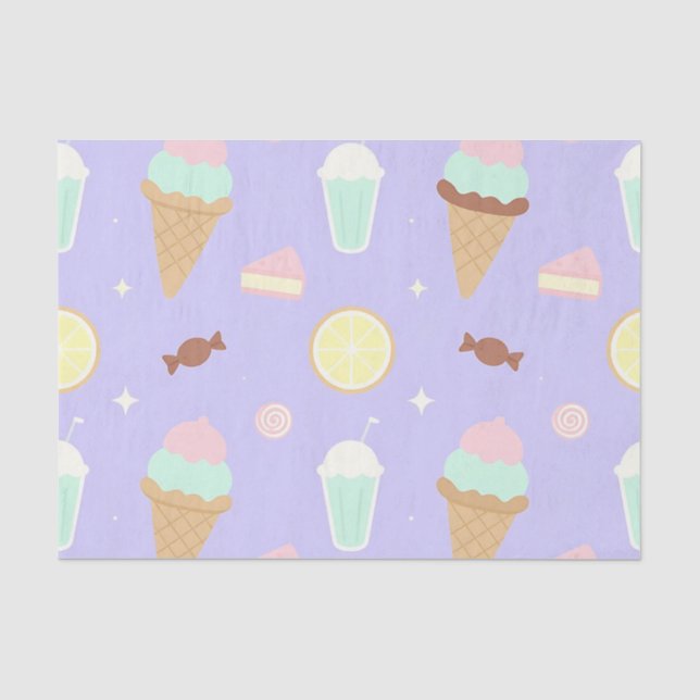 Kawaii Ice Cream Sweets Pattern Tissue Paper (Front)