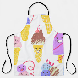 Kawaii ice creams, cute, seamless pattern. apron