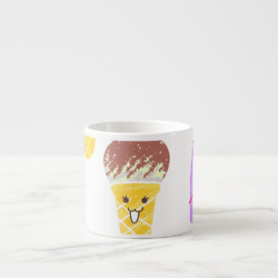 Kawaii ice creams, cute, seamless pattern. espresso cup