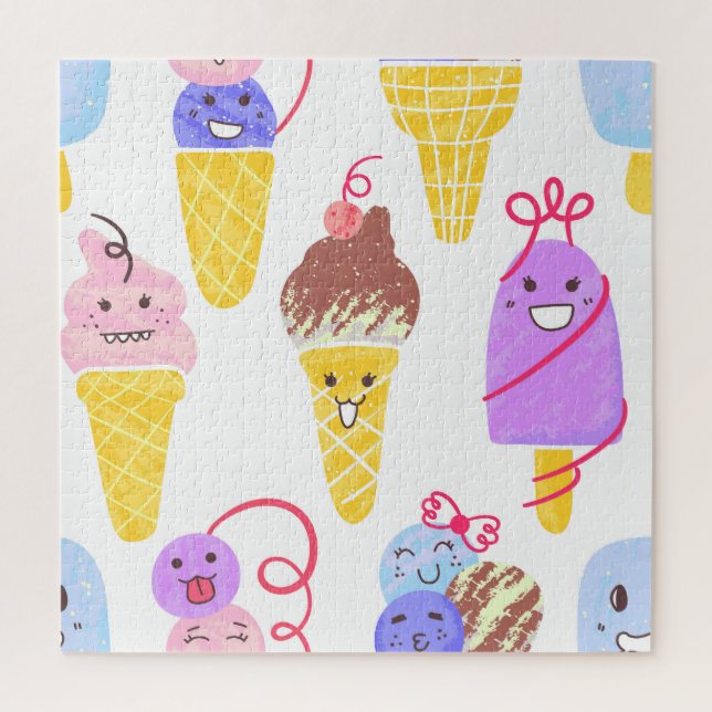 Kawaii ice creams, cute, seamless pattern. jigsaw puzzle (Vertical)