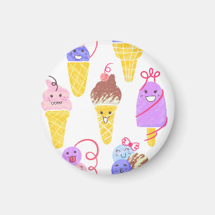 Kawaii ice creams, cute, seamless pattern. magnet