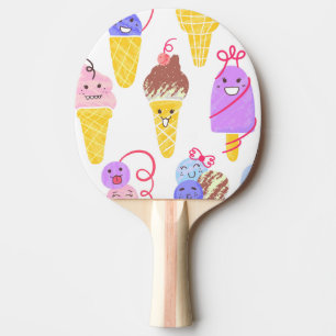 Kawaii ice creams, cute, seamless pattern. ping pong paddle