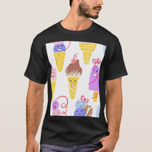 Kawaii ice creams, cute, seamless pattern. T-Shirt