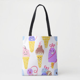 Kawaii ice creams, cute, seamless pattern. tote bag
