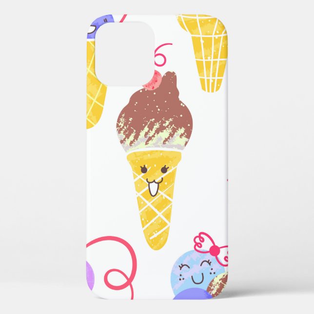 Kawaii Ice Creams Pattern, Kawaii Character Ice Cr Case-Mate iPhone Case (Back)