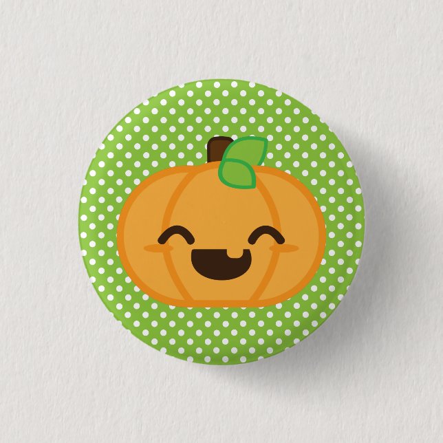 Kawaii Jack O Lantern Pumpkin Button (Front)