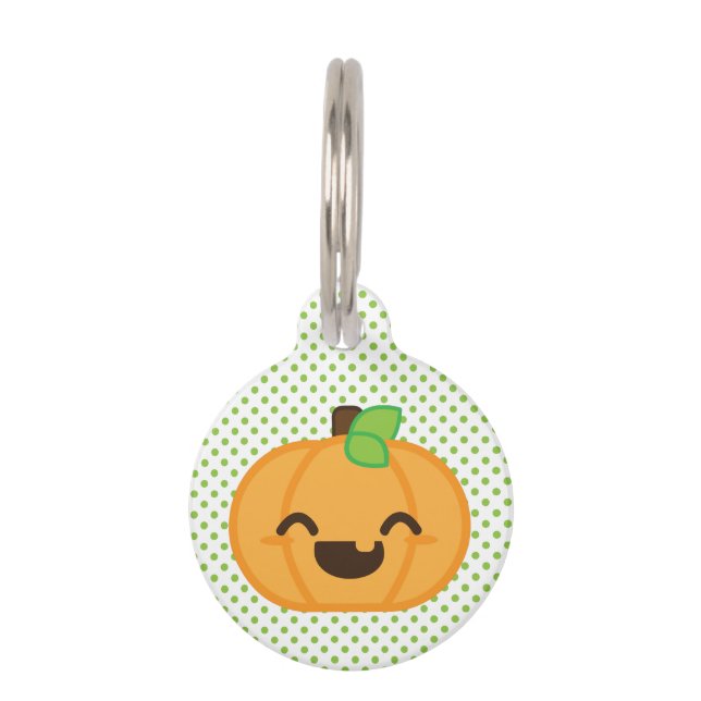 Kawaii Jack O Lantern Pumpkin Dog Tag (Front)