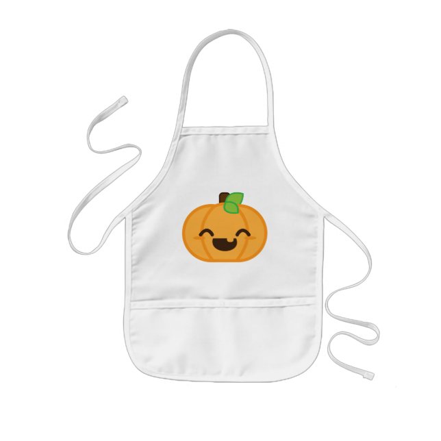Kawaii Jack O Lantern Pumpkin Kid's Apron (Front)