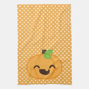 Kawaii Jack O Lantern Pumpkin Kitchen Towel