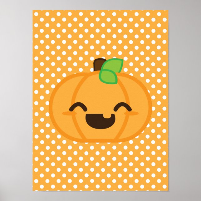 Kawaii Jack O Lantern Pumpkin Poster Print (Front)
