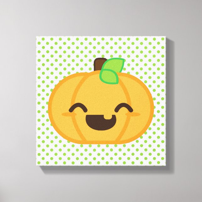 Kawaii Jack O Lantern Pumpkin Wrapped Canvas (Front)