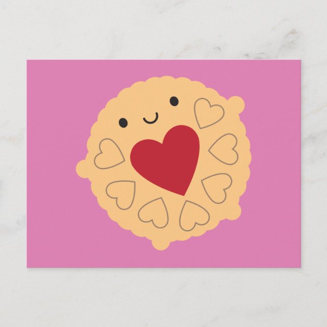 Kawaii Jammie Dodger Biscuit Postcard (Front)