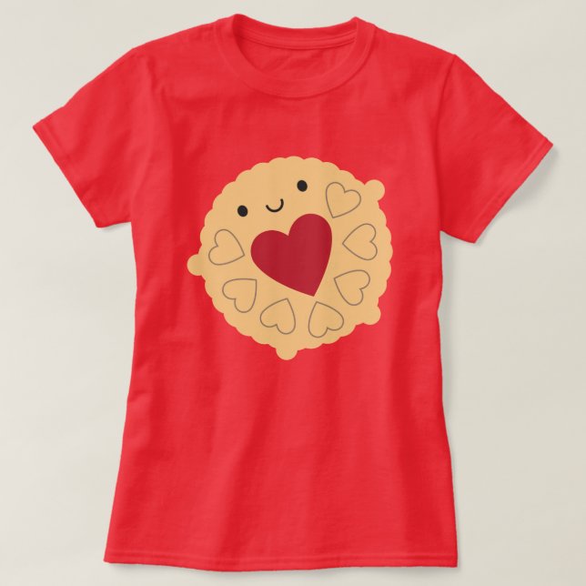 Kawaii Jammie Dodger Biscuit T-Shirt (Design Front)