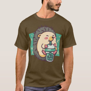 Kawaii Japan Cute Hedgehog Boba Tea Bubble Tea Fun T-Shirt