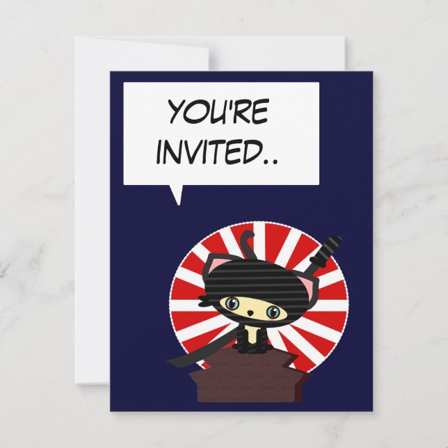 kawaii japan ninja invitation (Front)