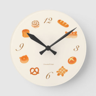 Kawaii Japanese Aesthetic Cosy Bakery Breads Round Clock