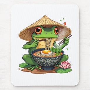Kawaii Japanese Aesthetic Frog Noodles Mouse Pad