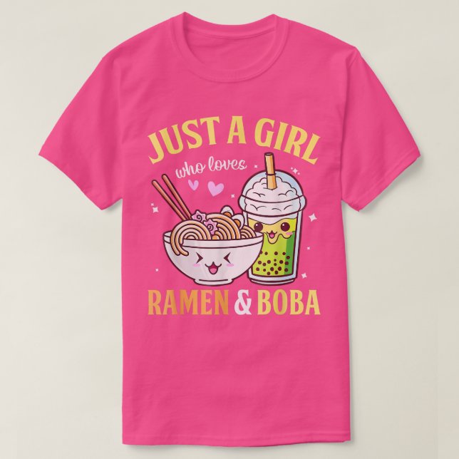 Kawaii Japanese Anime Just Girl Loves Ramen Boba B T-Shirt (Design Front)