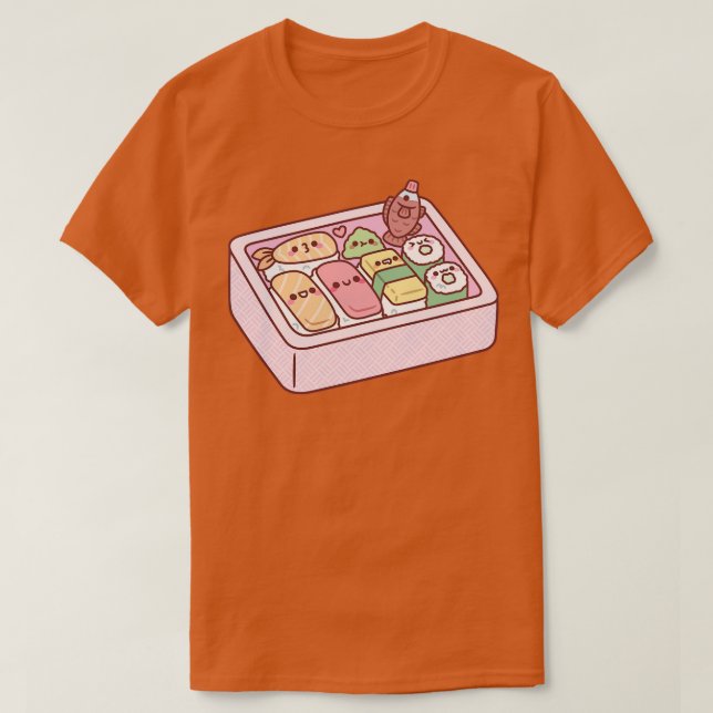 Kawaii Japanese Bento Box Sushi T-Shirt (Design Front)