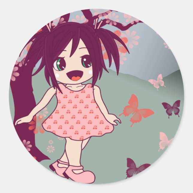 Kawaii Japanese Chibi Anime Manga Girl Stickers (Front)