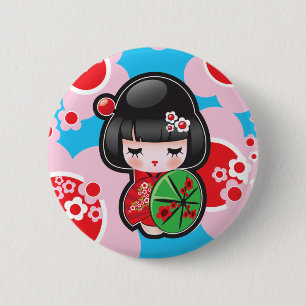 Kawaii Japanese Doll Button