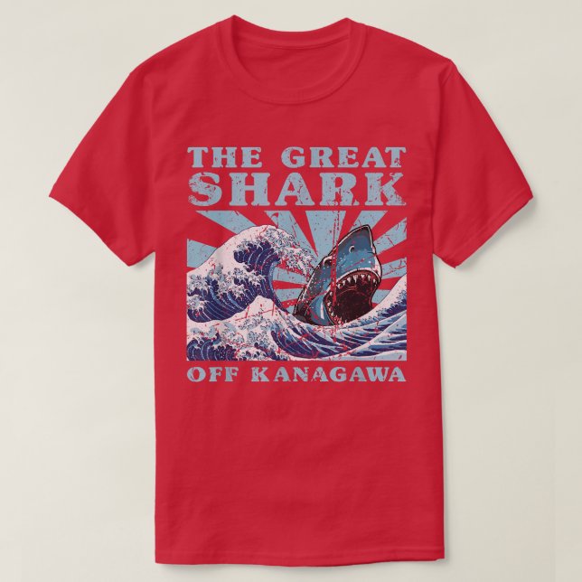 Kawaii Japanese Great Wave Great Shark Cute Japan  T-Shirt (Design Front)