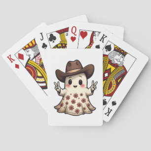 Kawaii Japanese Pastel Cowboy Ghost Halloween  Playing Cards