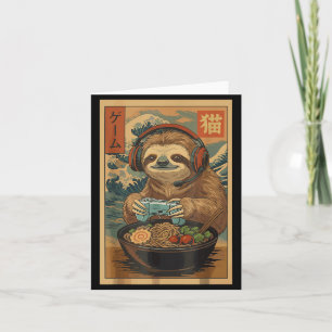 Kawaii Japanese Ramen Sloth Retro Gaming Shirts Fo Card