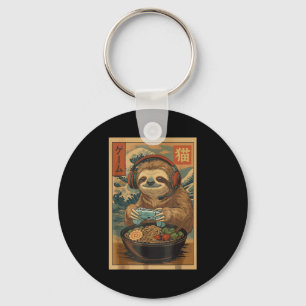 Kawaii Japanese Ramen Sloth Retro Gaming Shirts Fo Key Ring