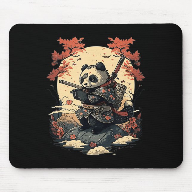Kawaii Japanese Style Samurai Anime Panda Mouse Pad (Front)