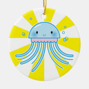 Kawaii jellyfish ceramic tree decoration