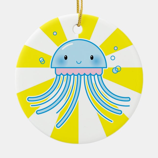 Kawaii jellyfish ceramic tree decoration (Front)
