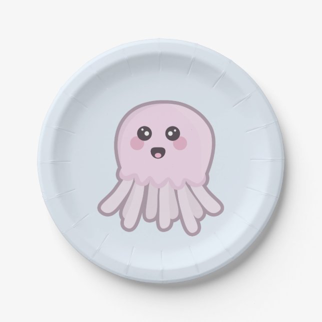 Kawaii Jellyfish Paper Plate (Front)