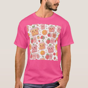 Kawaii Juice Box Pattern  Cute Strawberries  Orang T-Shirt