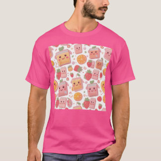 Kawaii Juice Box Pattern  Cute Strawberries  Orang T-Shirt